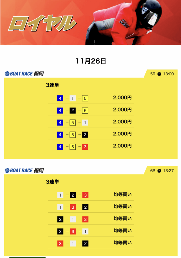 6C7E9F12-E7A7-4CDD-A950-0FCF65756504 - 競艇お姉さんありさちゃん! 競艇サバイバーで提供されている予想プランの買い目の画像