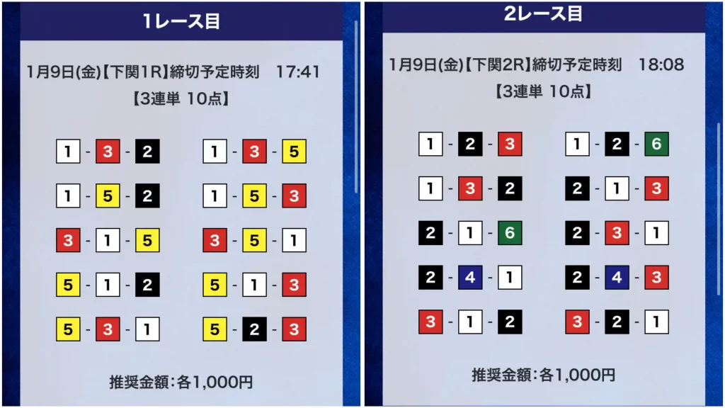 2A1E7629-E3C8-4CBC-89FD-2D6E9C2C1CB7 - 競艇お姉さんありさちゃん! 競艇予想サイト「ボートブレイズ」の提供プラン1/9「無料予想 ナイター」の「買い目」キャプション