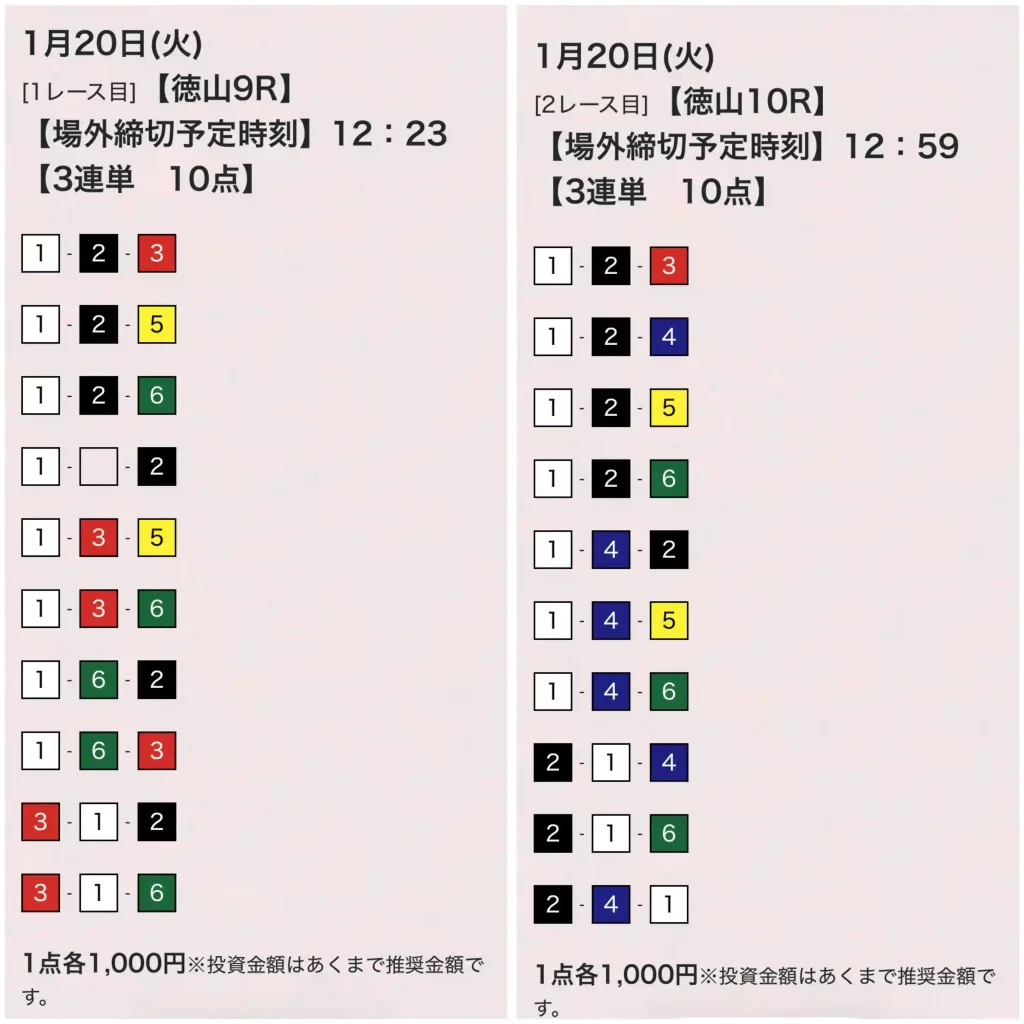 87984829-D05A-4058-876D-B7F134886F44 - 競艇お姉さんありさちゃん! 競艇予想サイト「競艇BURNING(競艇バーニング)」の提供プラン1/20「無料予想 デイ」の「買い目」キャプション