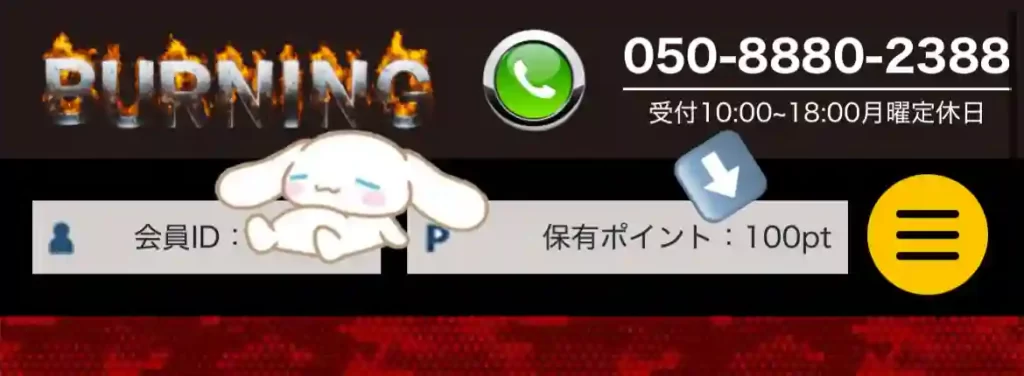 A3208093-EDE1-4C6F-A160-22047884C995 - 競艇お姉さんありさちゃん! 競艇予想サイト「競艇BURNING(競艇バーニング)」の登録特典「100」ポイントが付与されていることが確認できるマイページキャプション